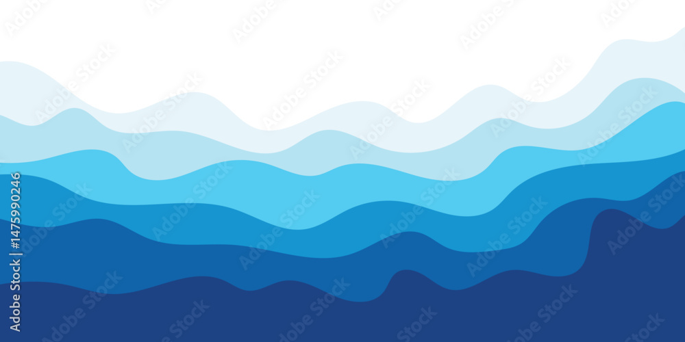 Sea waves layered vector background illustration and sea beach vector illustration. Sea waves layered vector background illustration and sea beach vector illustration.