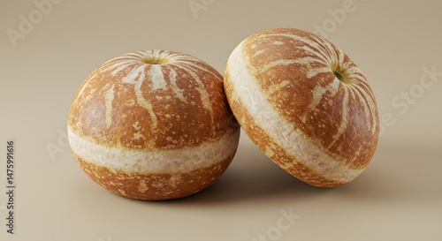 Wallpaper Mural Two Round Gourds on Neutral Background, Food Photography Torontodigital.ca