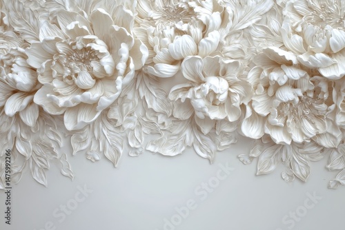 Ornate floral bas-relief design on a light background.