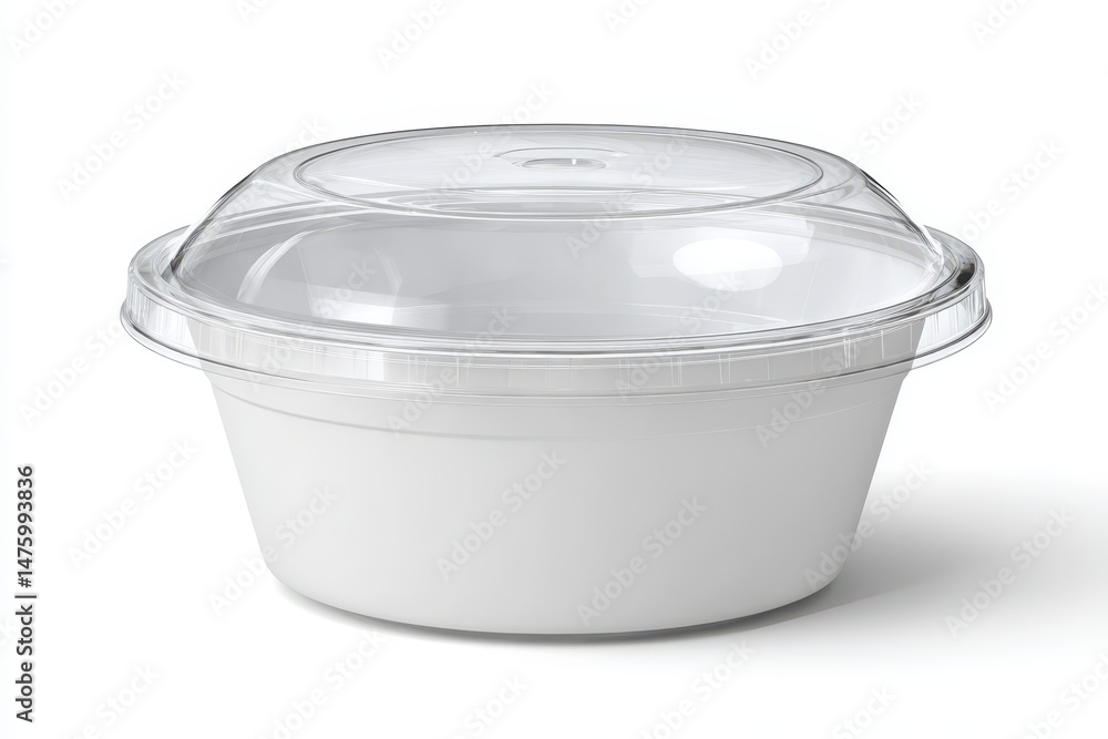 3D mockup of a disposable food container with a clear lid Realistic vector template 3D mockup of a disposable food container with a clear lid Realistic vector template