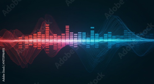 Abstract Red and Blue Sound Wave