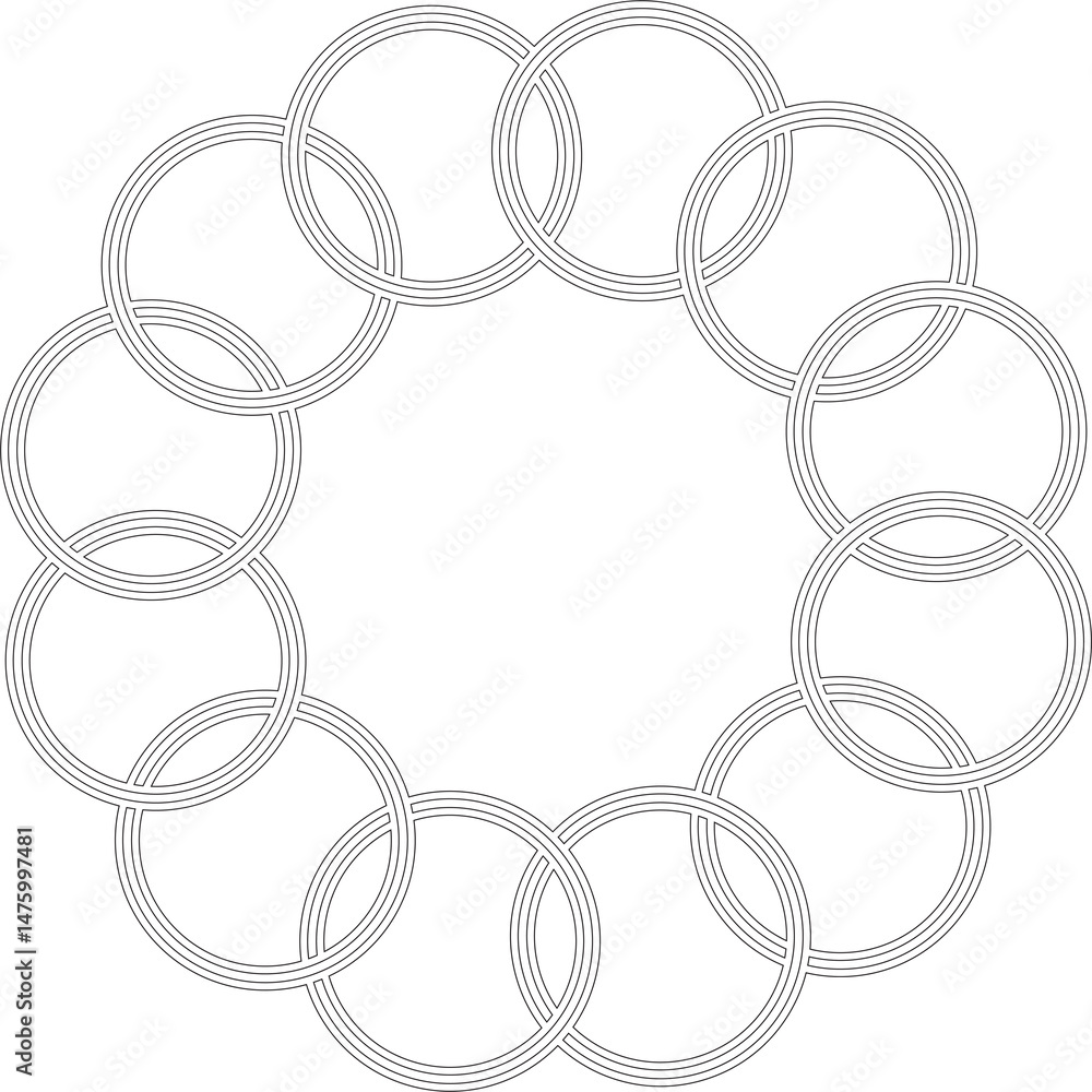 Circle overlapping icon with geometry pattern Circle overlapping icon with geometry pattern