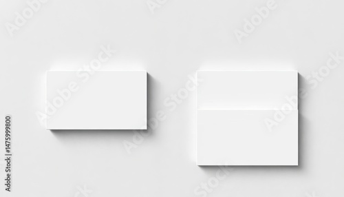 Wallpaper Mural Four blank white rectangle business cards, soft shadows, light grey textured background, texture, workspace Torontodigital.ca