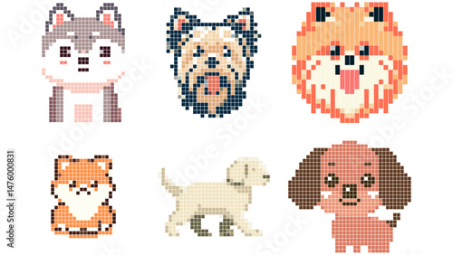 Dogs Pixel Illustration.