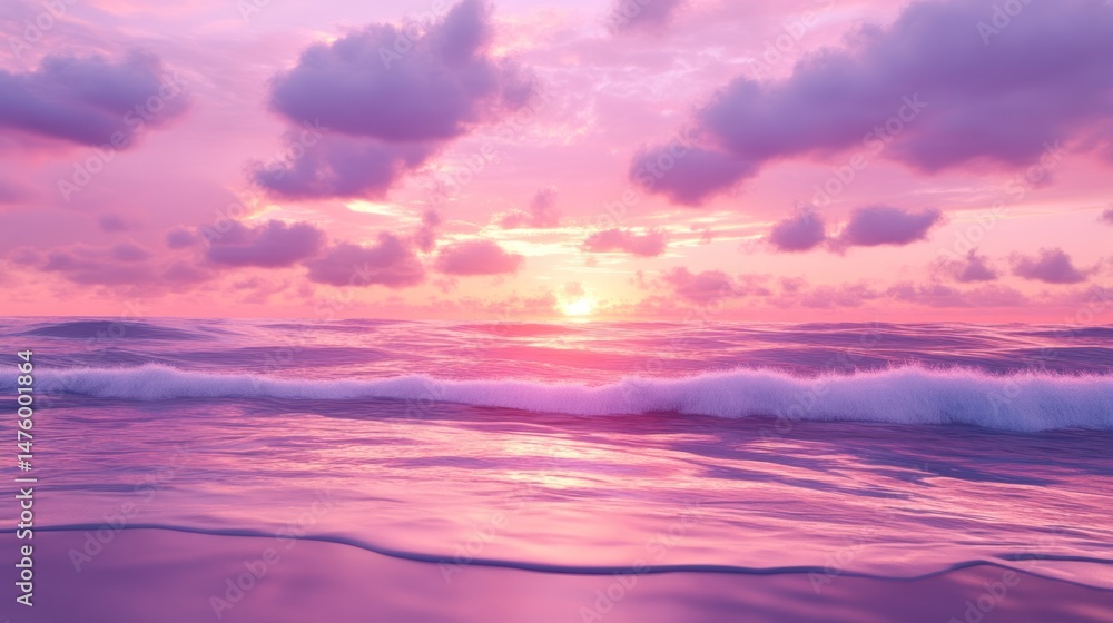 Obraz premium Sunset seascape with pink and purple hues
