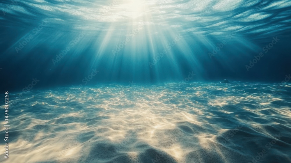 Obraz premium Sunlight beams underwater scene