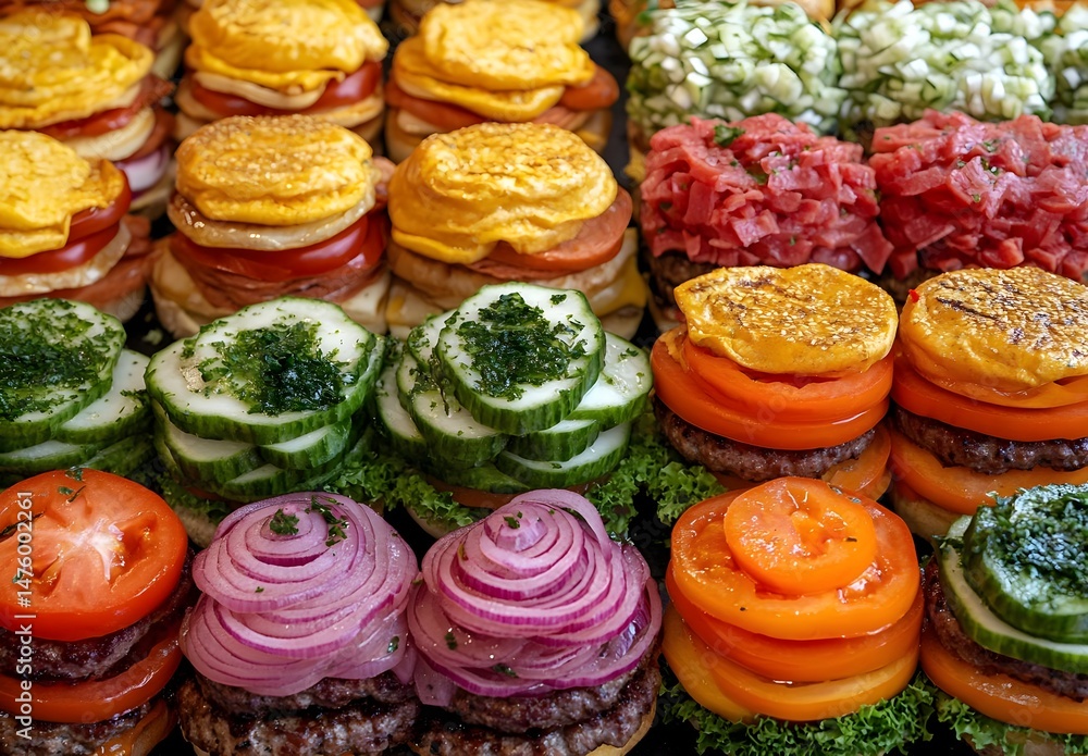 Gourmet Mini Burgers with Assorted Toppings Gourmet Mini Burgers with Assorted Toppings
