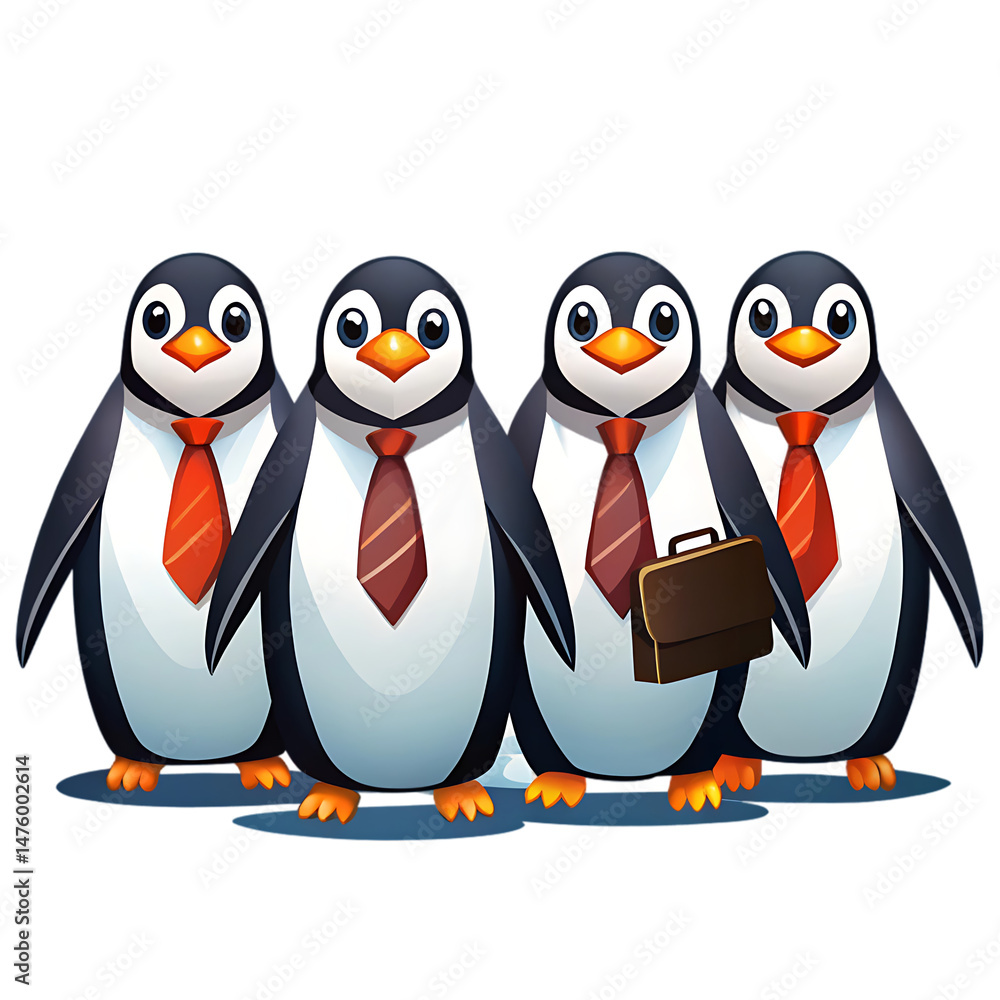 Fototapeta premium Adorable Penguin Business Team: Teamwork, Success, and Collaboration