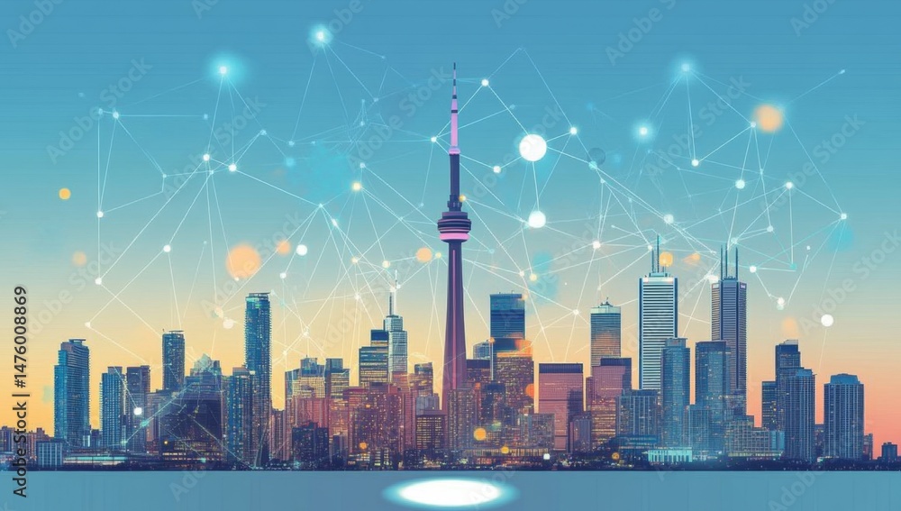 Obraz premium Connected City Skyline