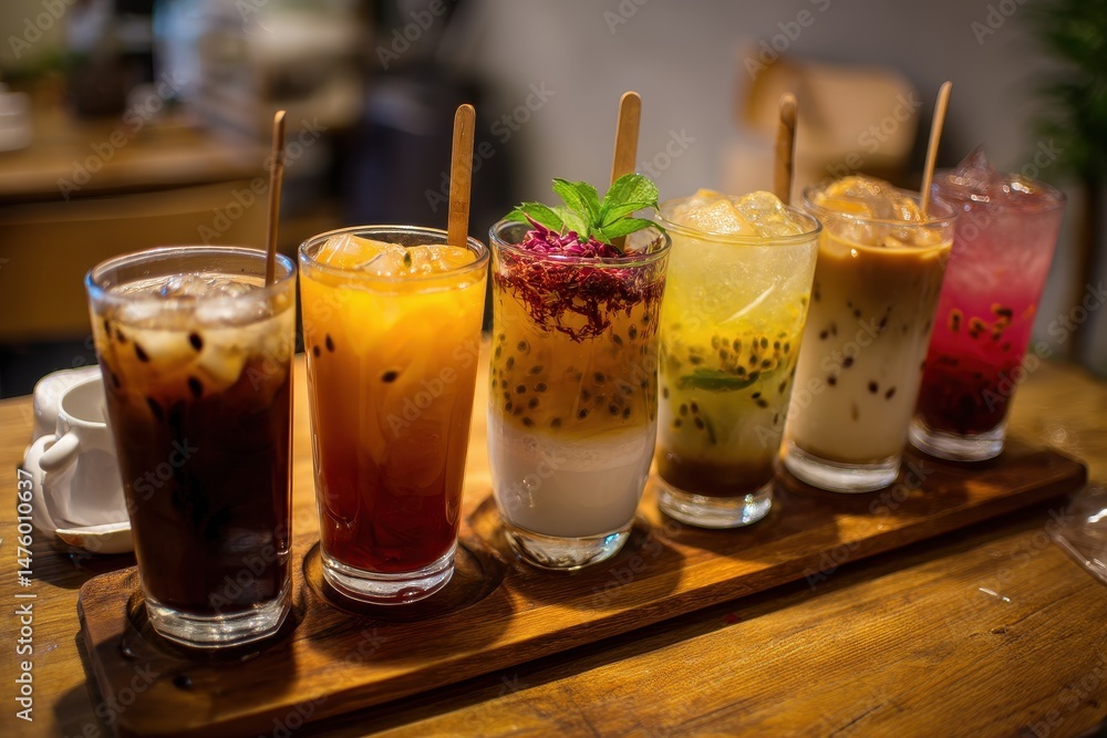 custom made wallpaper toronto digitalA unique summer drink made with seven ingredients iced black coffee rice milk rose tea lemongrass tea coconut water honey lemon ginger juice and passion fruit