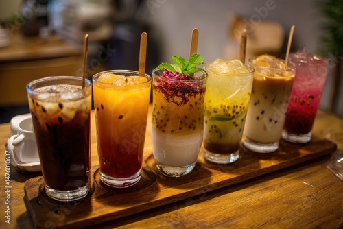 Wallpaper Mural A unique summer drink made with seven ingredients iced black coffee rice milk rose tea lemongrass tea coconut water honey lemon ginger juice and passion fruit Torontodigital.ca