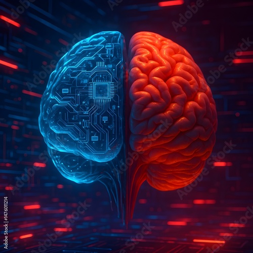 Futuristic Cyberpunk Brain Split