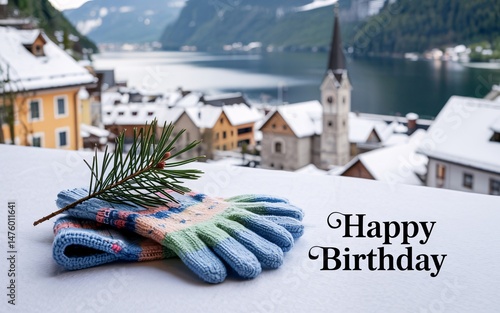 Snowy Alpine Village Birthday Gloves (1)