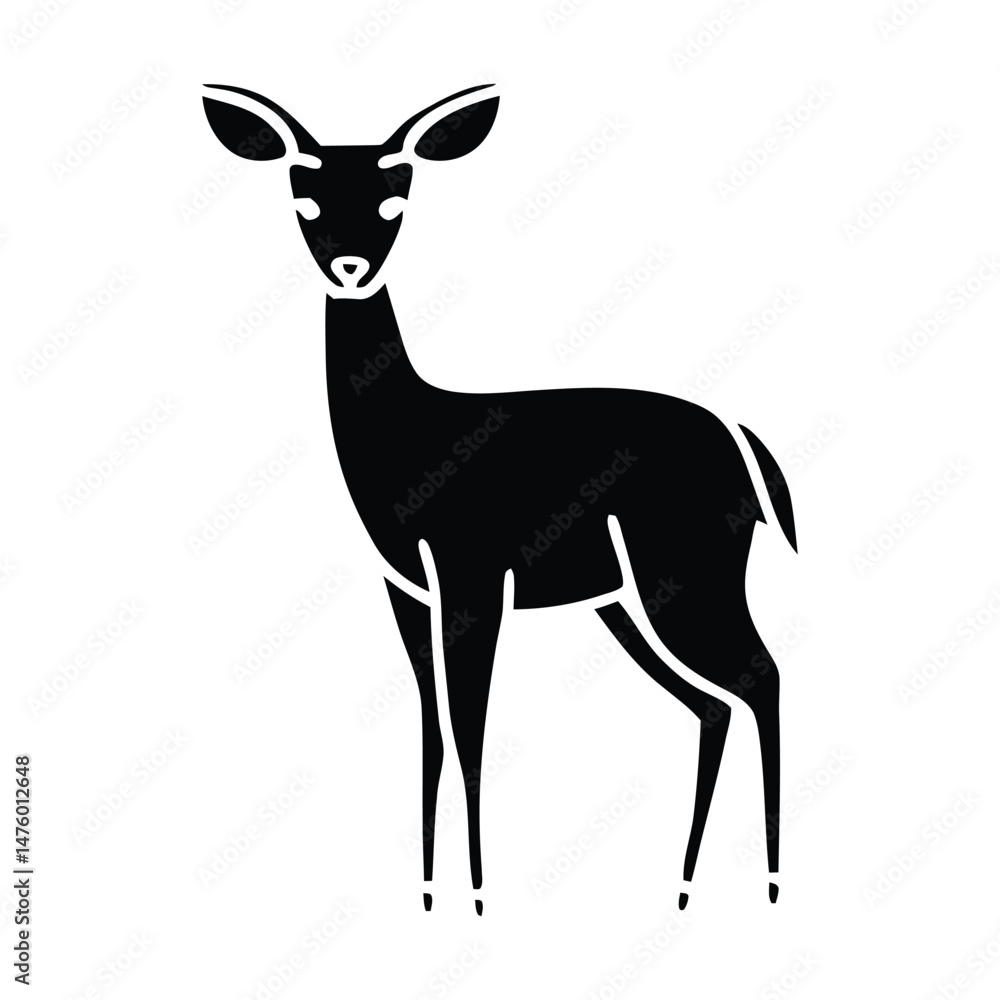 Fototapeta premium silhouette of deer animal on white background vector illustration designicon