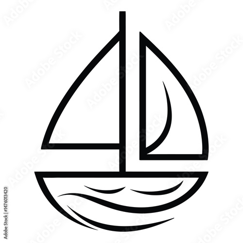 sailboat black and white silhouette vector design