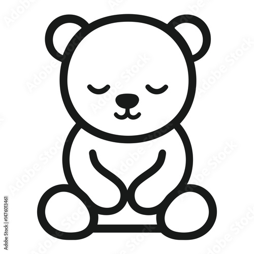 A black and white drawing of a teddy bear
