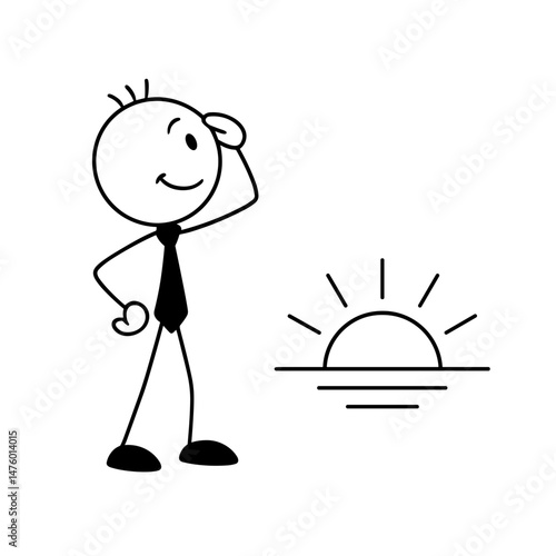 Optimistic businessman looking at rising sun
