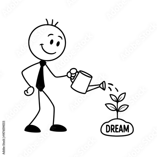 Watering a dream plant — symbol of nurturing ambitions