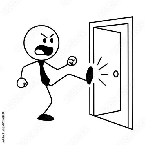Kicking open door — symbol of assertiveness and action