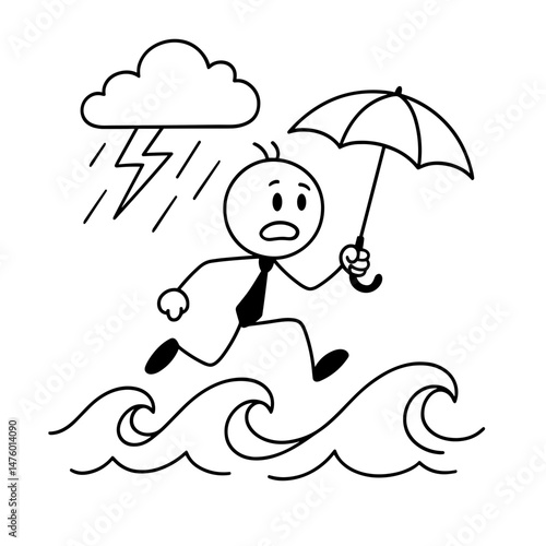 Running through storm — symbol of resilience in adversity