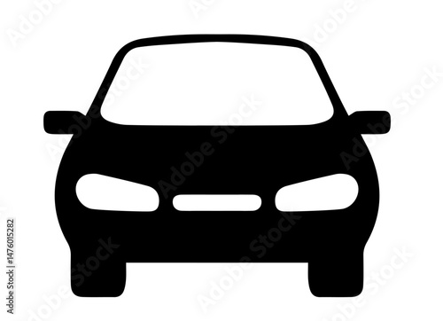 Silhouette of car front view — auto, vehicle, transport, driving, rental service, automotive industry, mobility, traffic concepts for maps, signage, and digital interfaces
