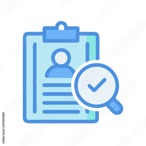 Candidate profile checklist with magnifying glass vector image