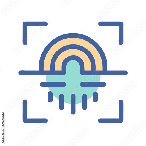 Modern fingerprint scanning icon for data security technology concepts
