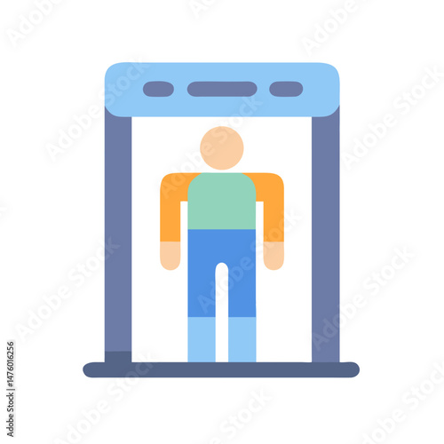 Security checkpoint with person inside using metal detector machine
