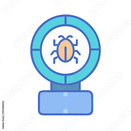 Bug targeted by blue scope for removal concept icon