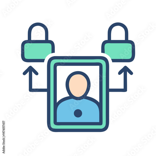 User profile protection with secure access verification control icon