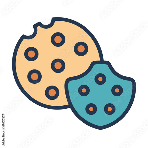 Protected Cookie Icon Showing Cyber Security Concept Illustration