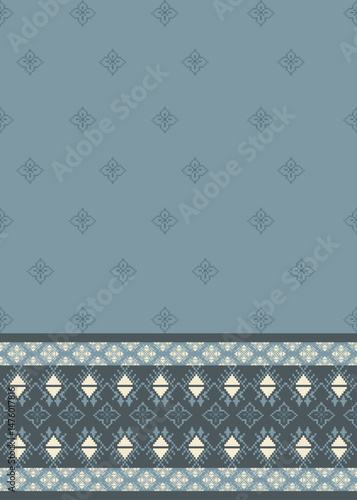 Traditional Ukrainian cross-stitch Detailed vector Illustration for textile printing design, on pixels pastel colors tones