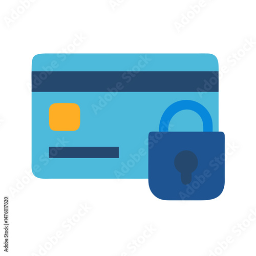 Credit card with padlock representing data security and protection