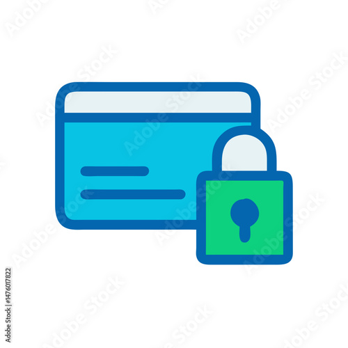 Secure credit card icon graphic symbol against black background