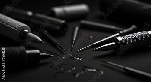 Tattoo Machine Needles in Black and White