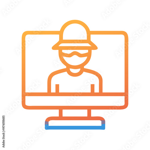 Computer screen displays an anonymous figure representing cybercrime threat