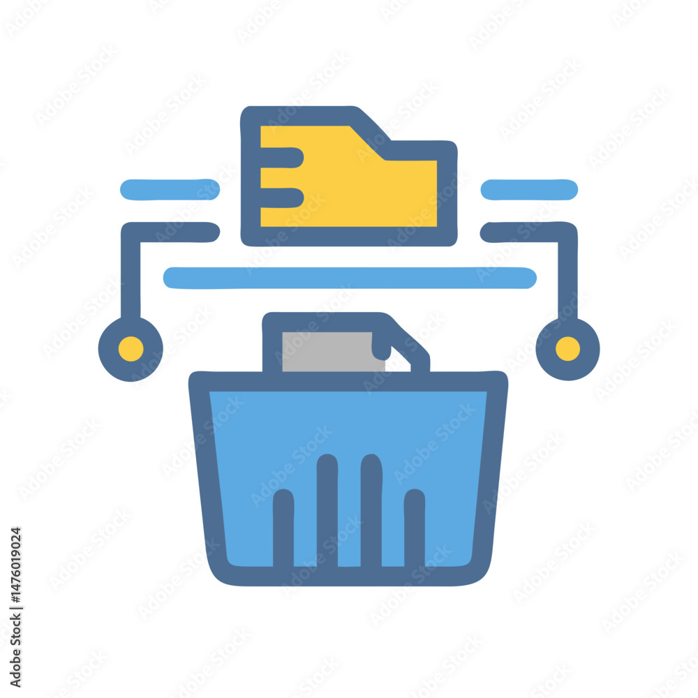 File deletion and storage reorganization with connected graphic elements File deletion and storage reorganization with connected graphic elements