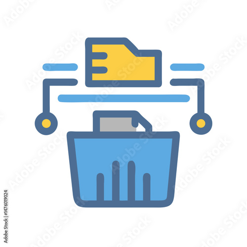 File deletion and storage reorganization with connected graphic elements