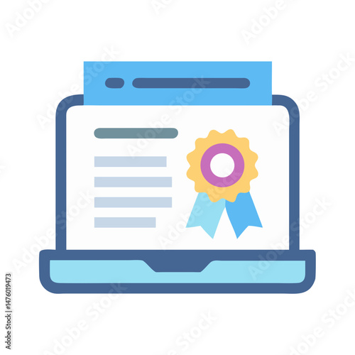 Online certification program badge displayed on a laptop screen