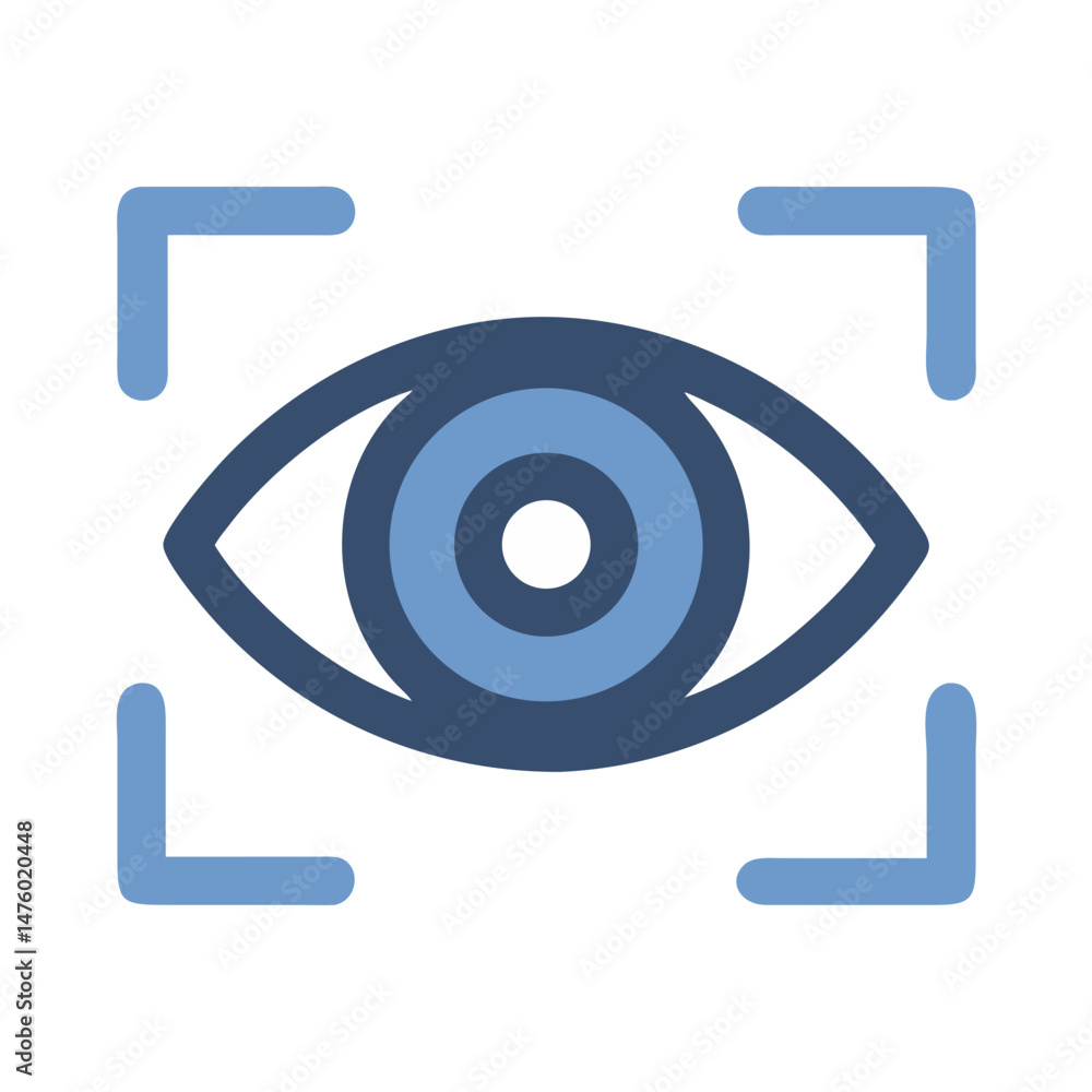 Digital eye icon graphic in a blue color scheme Digital eye icon graphic in a blue color scheme