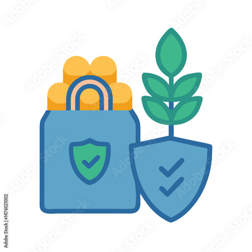 Protected agriculture investments and secure crop growth flat illustration