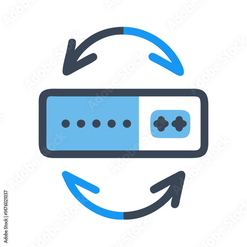 Password change icon with rotating arrows on black background
