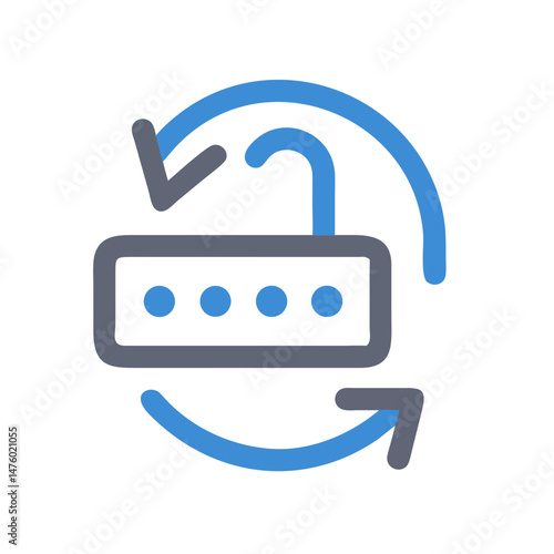 Resetting an unlocked account password circular icon illustration