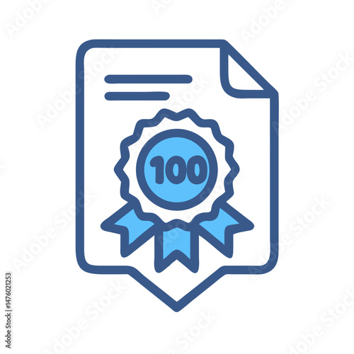 Certificate with hundred percent grade on black background graphic