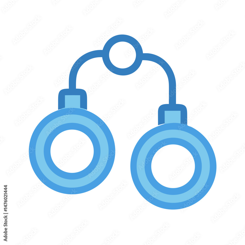 Blue handcuffs icon on a black background graphic illustration Blue handcuffs icon on a black background graphic illustration