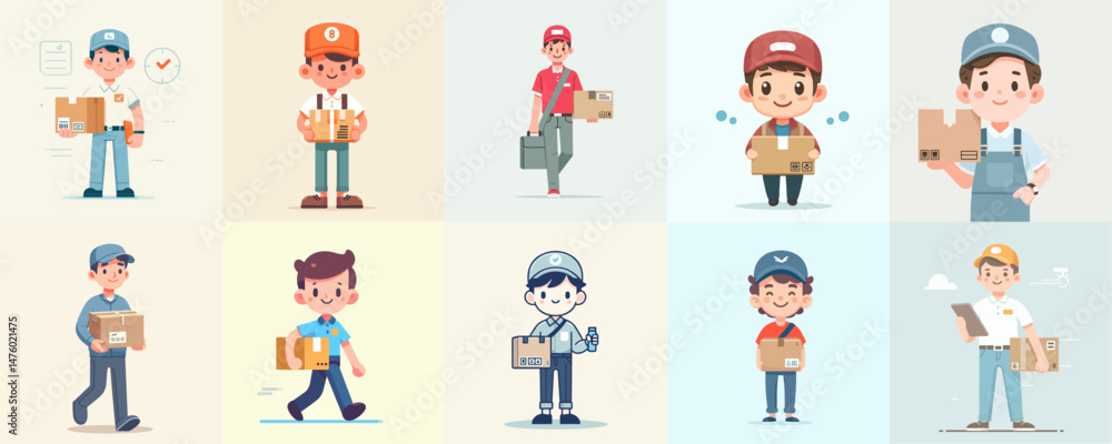 collection of package courier illustration collection of package courier illustration
