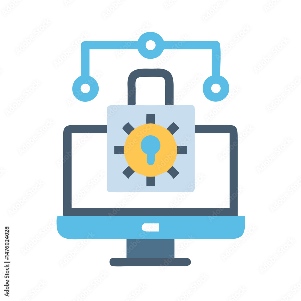 Computer security padlock icon for network protection concept Computer security padlock icon for network protection concept