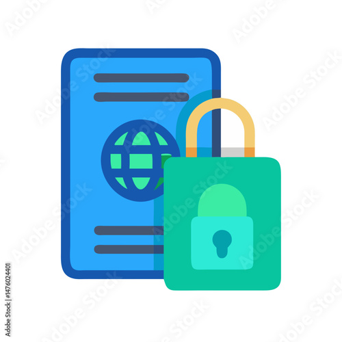 Passport secured with padlock icon for international travel safety