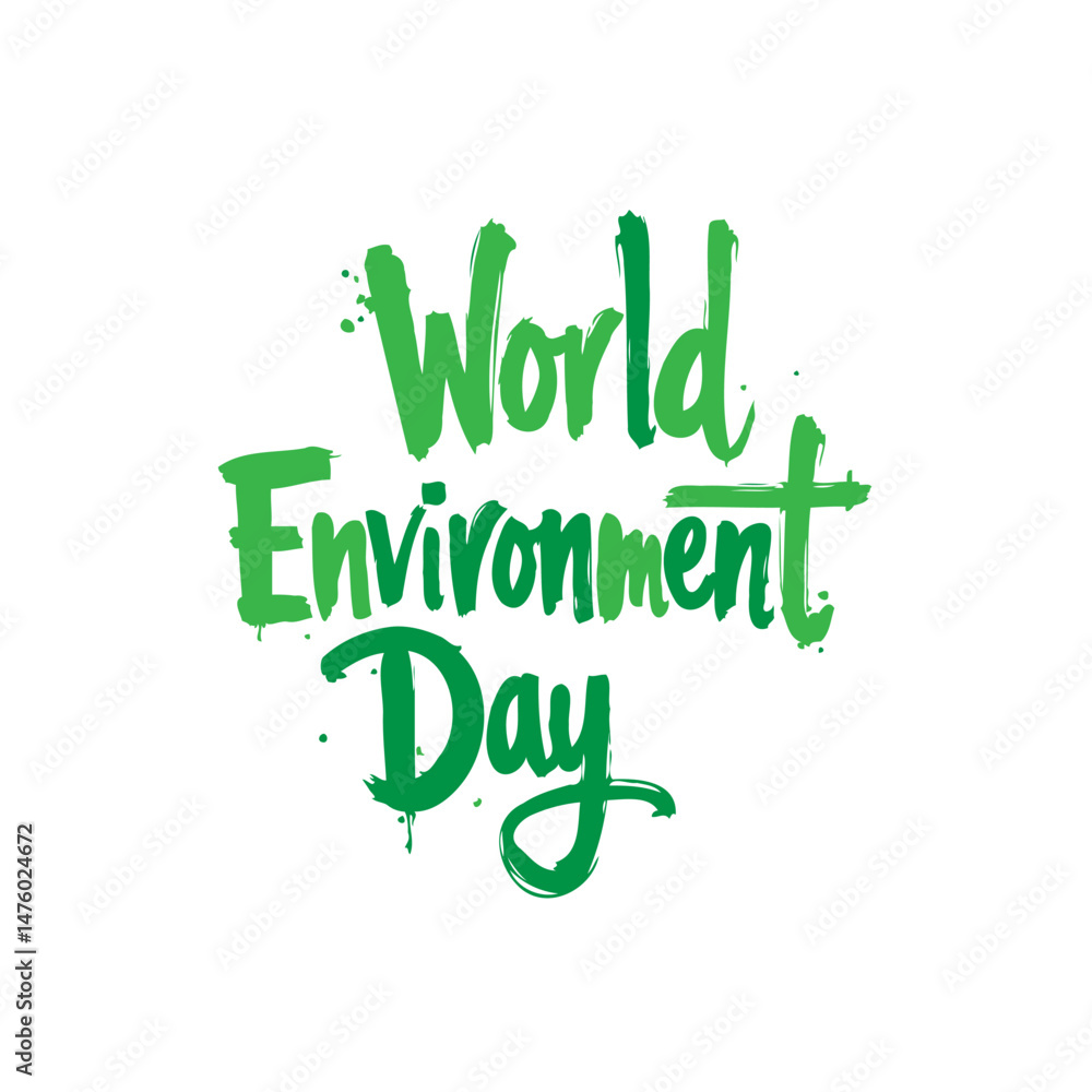 Naklejka premium Calligraphic Design Commemorating World Environment Day with Green Ink Style