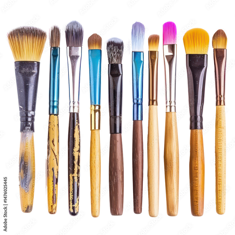 Fototapeta premium Brushes side view full length isolate on white background,